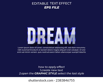 dream text effect, font editable, typography, 3d text. vector template