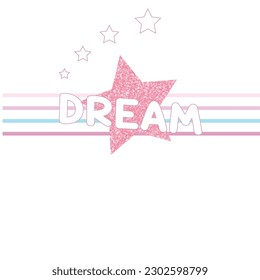 dream text glitter star colorful line vector art illustration