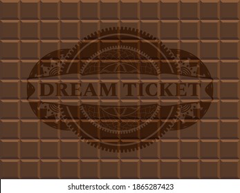 texto de la entrada de ensueño dentro del emblema de la barra de chocolate. Marrón elegante fondo. Ilustración vectorial. 