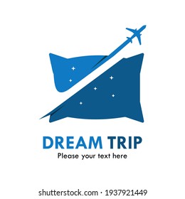 Dream trip logo template illustration. there are pillow with airplane