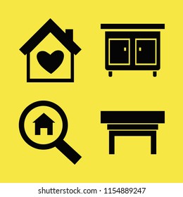 dream vector icons set. with search house, nightstand and house heart in set