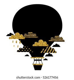Dream. Vector illustration with cute air balloon and clouds. Vacation, holiday, travel