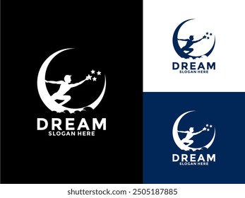 Dream Vector Logo, Reaching Dream Logo Icon Vector, Kids Dream Logo Template