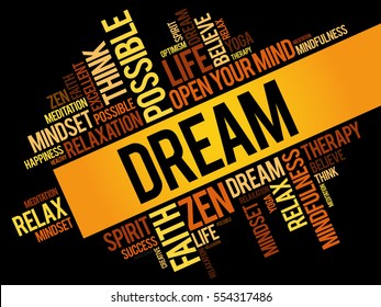 Dream word cloud collage, concept background