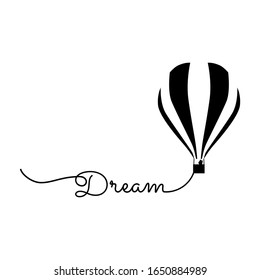 Dream word as a part of hot air balloon rope, vector