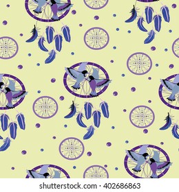 Dreamcatcher, and bird - vector illustration