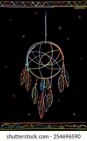 Dreamcatcher color sketch over white background