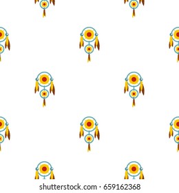 Dreamcatcher with colorful feathers pattern seamless for any design vector illustration