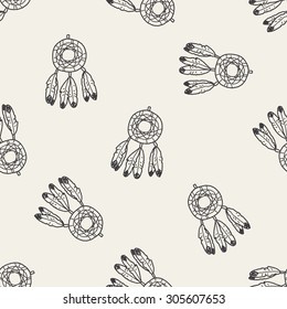 Dreamcatcher Doodle Seamless Pattern Background