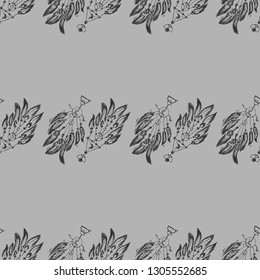 Dreamcatcher and feather pattern. Bohemian decoration. Dream catcher design. Seamless boho print.  - Illustration