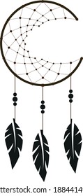 Dreamcatcher in the form of a month with beads
