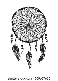 Dreamcatcher, Hand drawn vector illustration