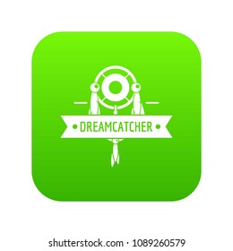 Dreamcatcher icon green vector isolated on white background