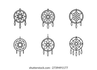 dreamcatcher значок линия арт вектор контур изолированная иллюстрация
