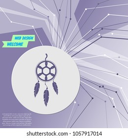 Dreamcatcher icon on purple abstract modern background. The lines in all directions. With room for your advertising. Vector illustration