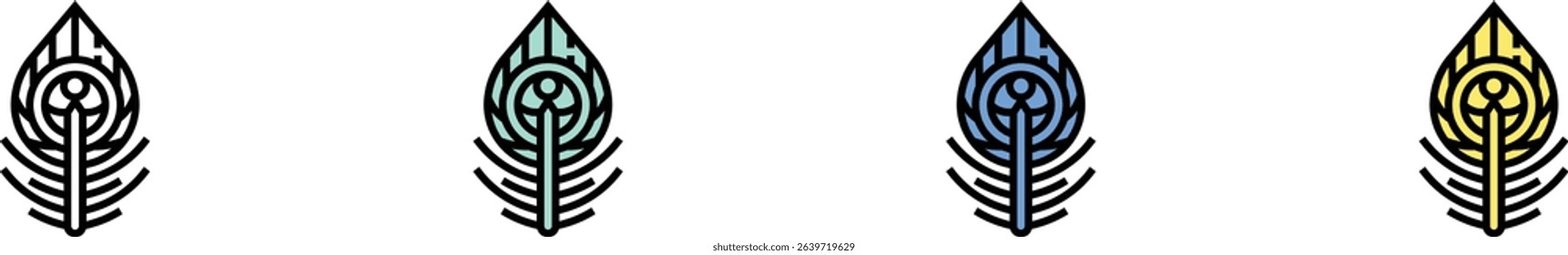 dreamcatcher icon. Outline, Green, Blue and Yellow Style Design Isolated On White Background