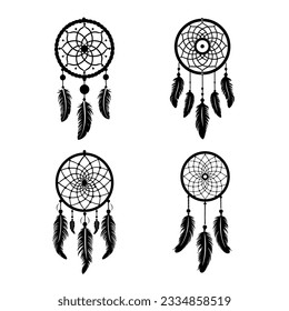 Dreamcatcher icon set isolated on white background vector illustration.