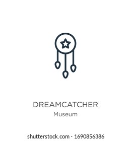 Dreamcatcher icon. Thin linear dreamcatcher outline icon isolated on white background from museum collection. Line vector sign, symbol for web and mobile