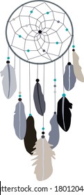 Dreamcatcher con plumas de color gris claro