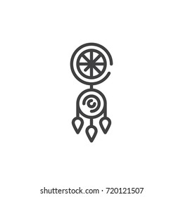 Dreamcatcher line icon, outline vector sign, linear style pictogram isolated on white. Symbol, logo illustration. Editable stroke