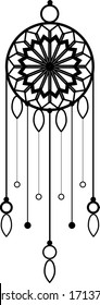 Dreamcatcher. Minimalistic black and white composition of lines and shapes. Abstract tattoo or background as a design element. EPS 10. Sticker
