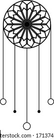 Dreamcatcher. Minimalistic black and white composition of lines and shapes. Abstract tattoo or background as a design element. EPS 10. Sticker
