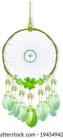 Dreamcatcher needlework braided souvenir gift isolated on white. Vector illustration