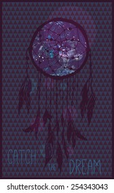 Dreamcatcher night sky print. Vector