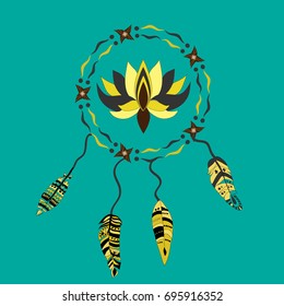 Dreamcatcher on blue background