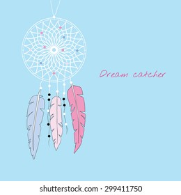 Dreamcatcher on turquoise background