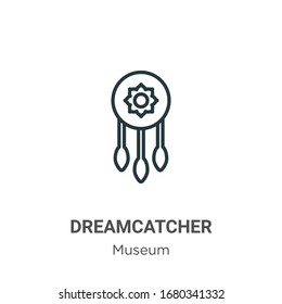 Icono de vector de contorno de Dreamcatcher. Icono de dreamcatcher negro en línea delgada, ilustración de elemento simple vector plano del concepto de museo editable trazo aislado en fondo blanco
