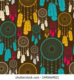 Dreamcatcher pattern seamless. Dream catcher background. vector texture