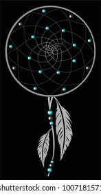 Dreamcatcher with pearls and feathers.