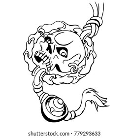 dreamcatcher scull hand drawing vector