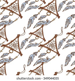 Dreamcatcher seamless pattern.