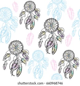 Dreamcatcher seamless pattern