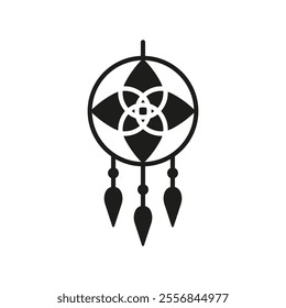 Dreamcatcher Silhouette Icon. Sleep Aid Glyph Sign. Protection Against Bad Dreams. Symbol For Catching Good Dreams. Isolated Vector Illustration.