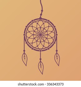 Dreamcatcher vector design element isolated on gradient background, native american indian dream catcher