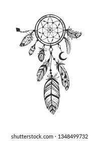 Dreamcatcher. Vector hand drawn. Boho tribal collection