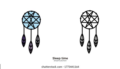 Dreamcatcher vector illustration lineal color and filled design