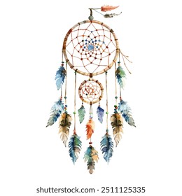 ilustração de vetor dreamcatcher em estilo de aquarela