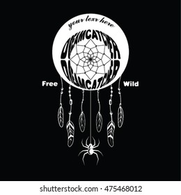Dreamcatcher vector illustrator with feathers style zentangle and Doodle hand drawn can be used on banners, flyers, tattoo, print on t-shirts and textiles