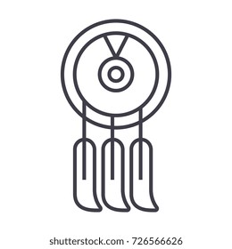 dreamcatcher vector line icon, sign, illustration on background, editable strokes