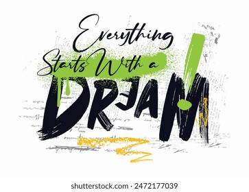 Dreame graffiti slogan, slogan print with neon spray, t shirt graphics print vector illustration design, Urban typography hipster street art for graphic t- shirt and other, eps8