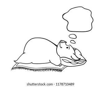 Dreamer.  Cheerful pig.  vector simple illustration.Pig Drawing Symbol Animal Logo Vector 