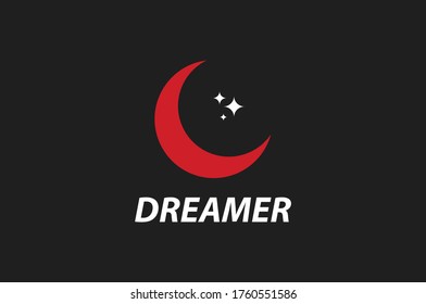 Dreamer Logo, Moon Logo, Star Logo Design Vector Editable