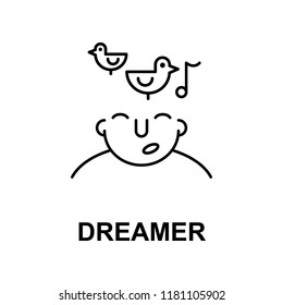 dreamer on mind icon. Element of human mind icon for mobile concept and web apps. Thin line dreamer on mind icon can be used for web and mobile
