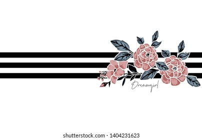 "Dreamgirl" slogan with embroidery flower illustration. For t shirt and other uses