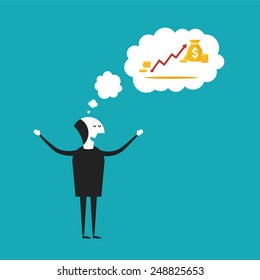 Dreaming about wealth vector concept in flat cartoon style