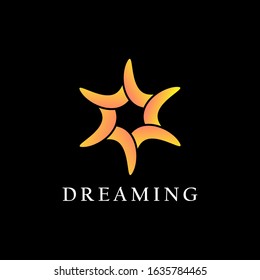 Dreaming Abstract Logo Design. Calm Star on Dark Background